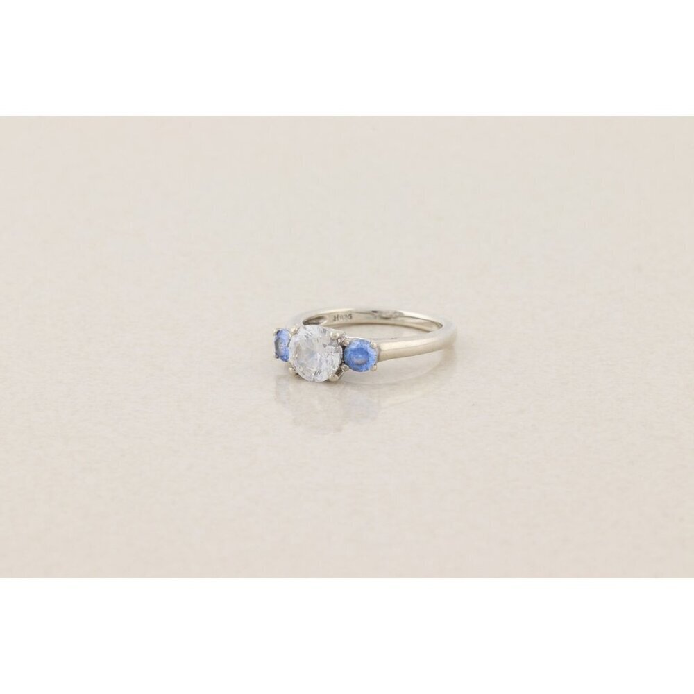 Sterling Silver White and Blue Cubic Zirconia Ring Size 7 - Picture 5 of 7